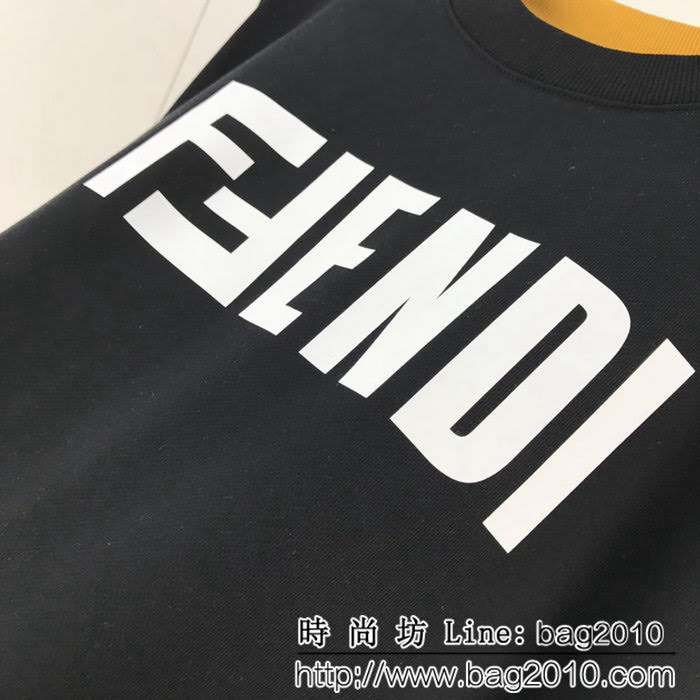 FENDI芬迪 專櫃同步 2018年新款 黑色圓領衛衣 潮流時尚 情侶款 ydi1166